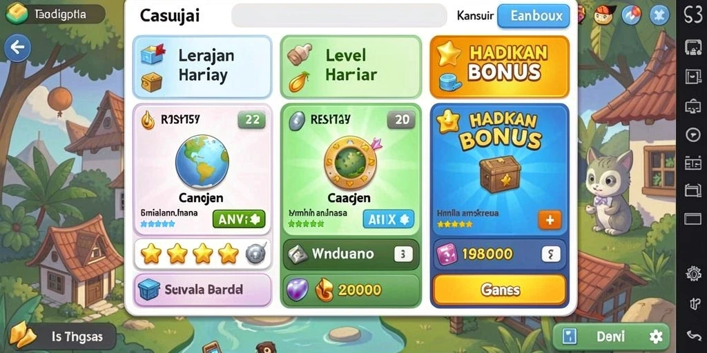 Tangkapan layar dari level pertama yang menampilkan grafis menarik.