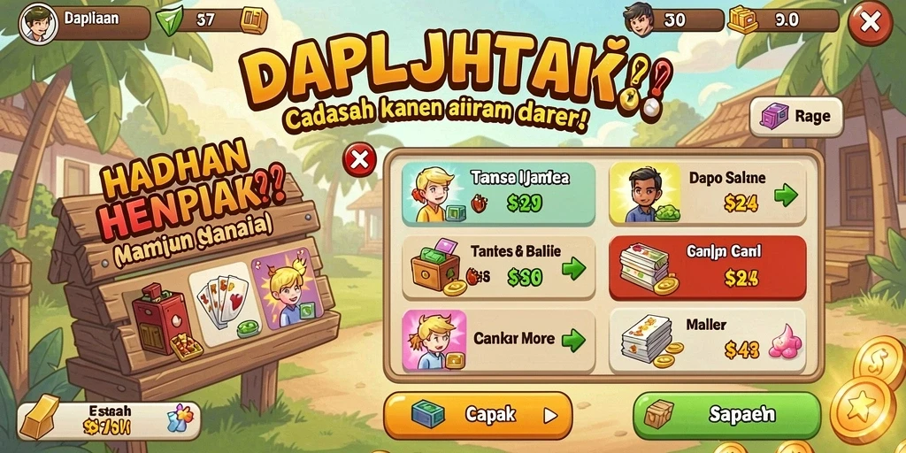 Tampilan peta level yang menarik dan penuh warna.